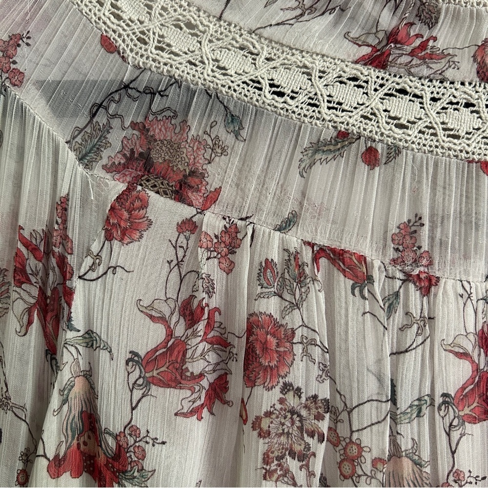 ANTHROPOLOGIE Floral Lace Trim Boho Cottagecore Blouse - Picture 10 of 11